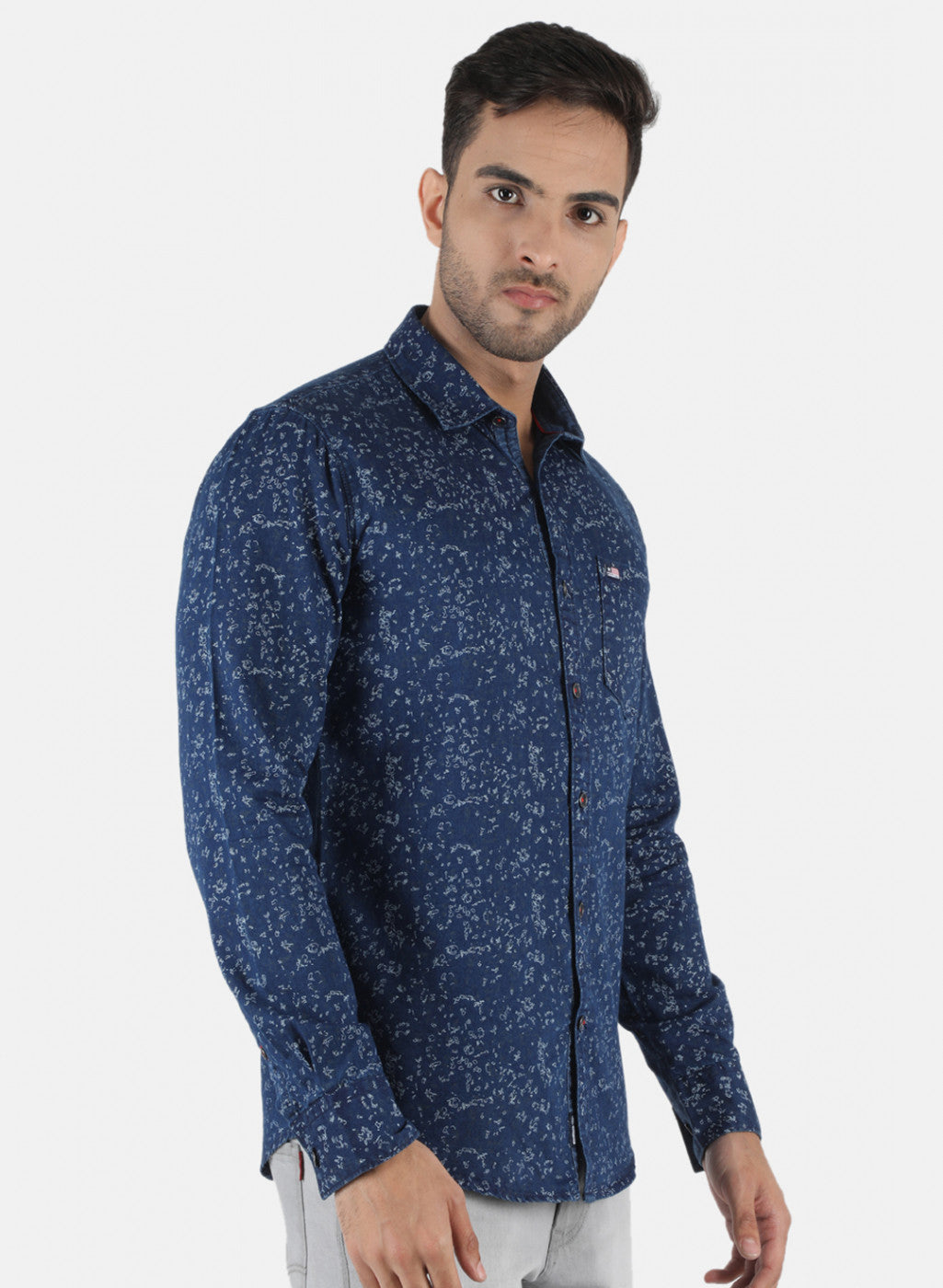 Men Blue Printed Shirt