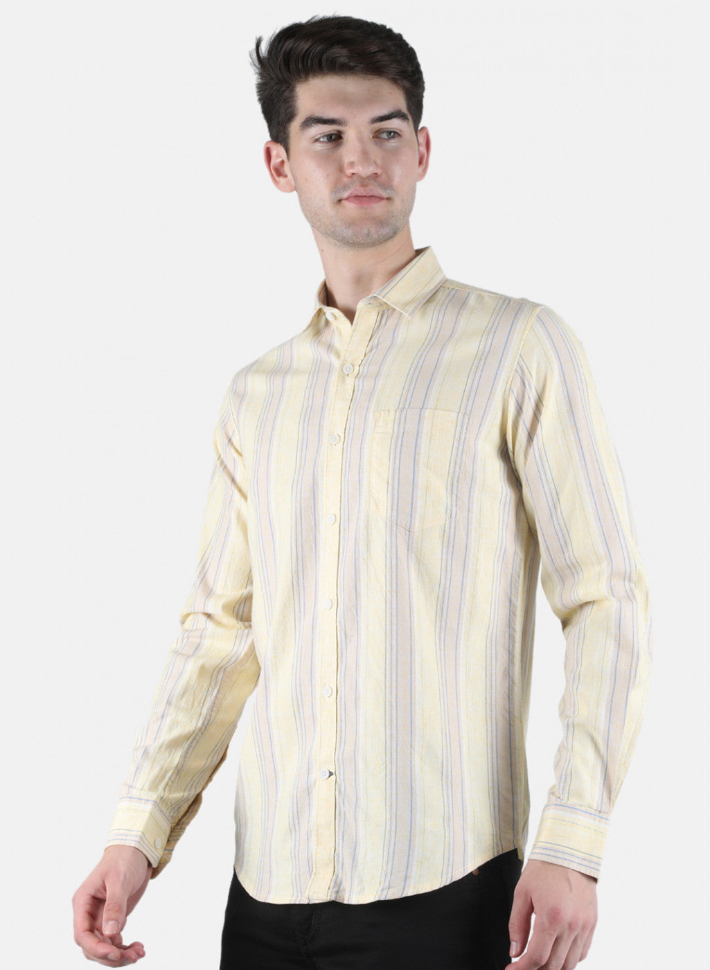 Men Yellow Stripe Shirt