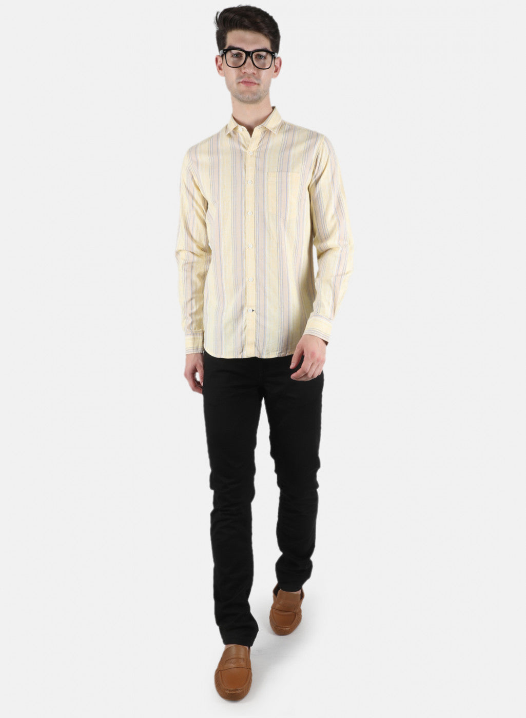 Men Yellow Stripe Shirt