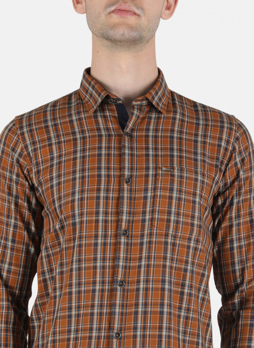 Men Brown Check Shirt