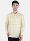 Men Yellow Check Linen Shirt