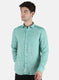 Men Green Printed Linen Shirt