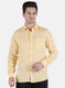 Men Yellow Printed Linen Shirt