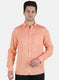 Men Orange Printed Linen Shirt