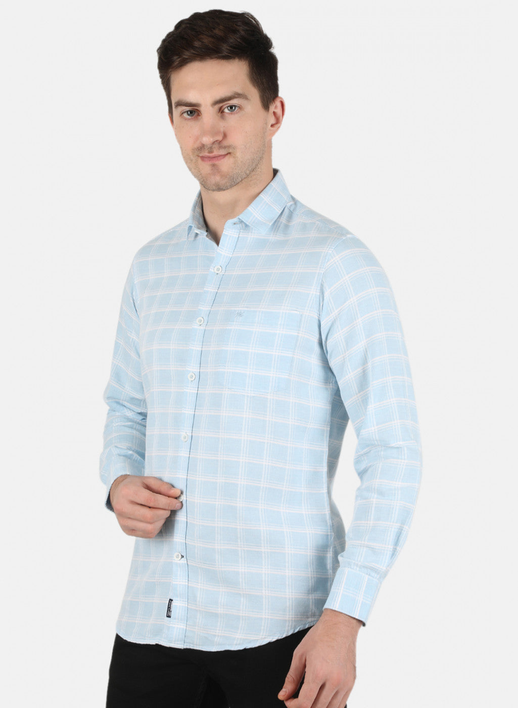 Men Blue Check Shirt