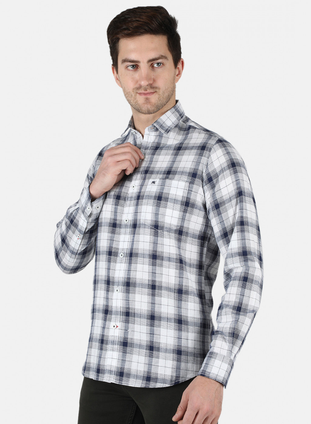Men Grey Check Shirt
