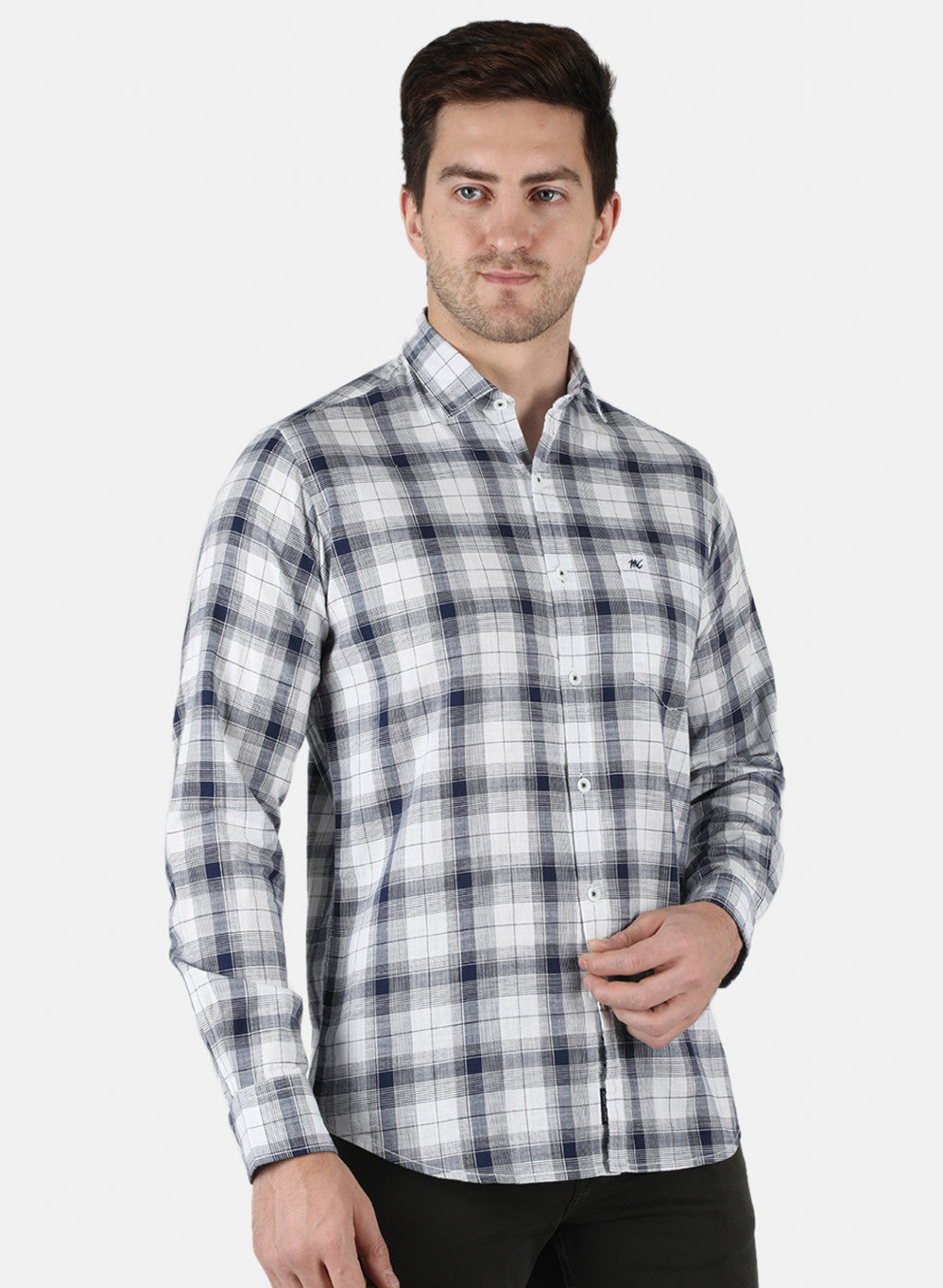 Men Grey Check Shirt