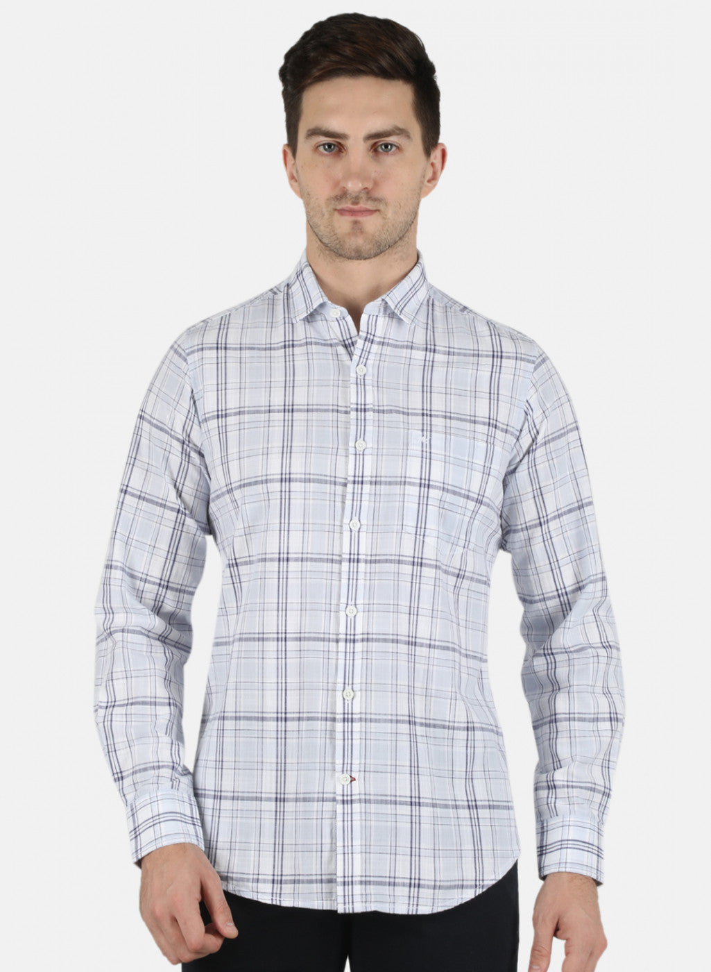 Men Blue Check Shirt