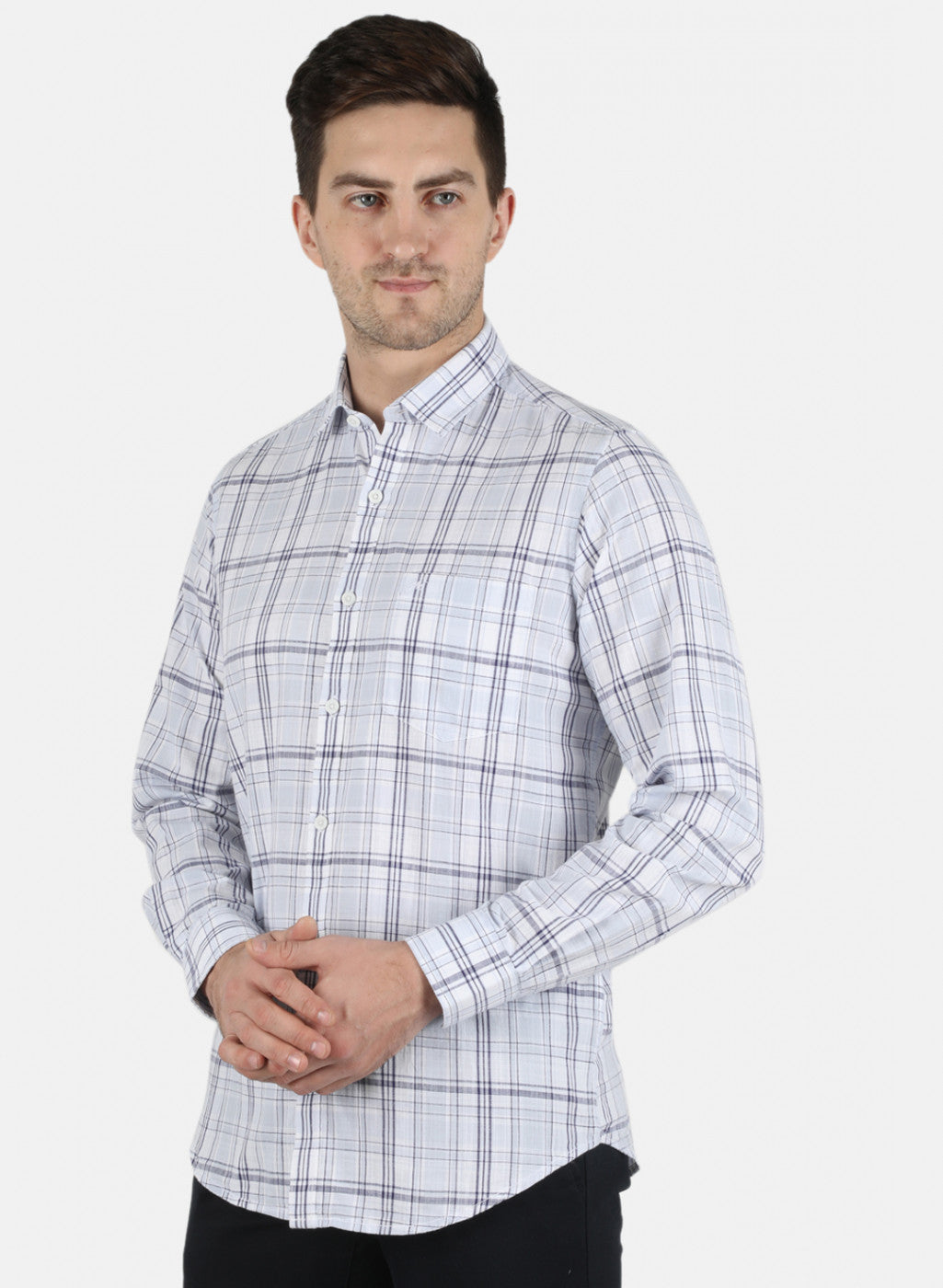 Men Blue Check Shirt