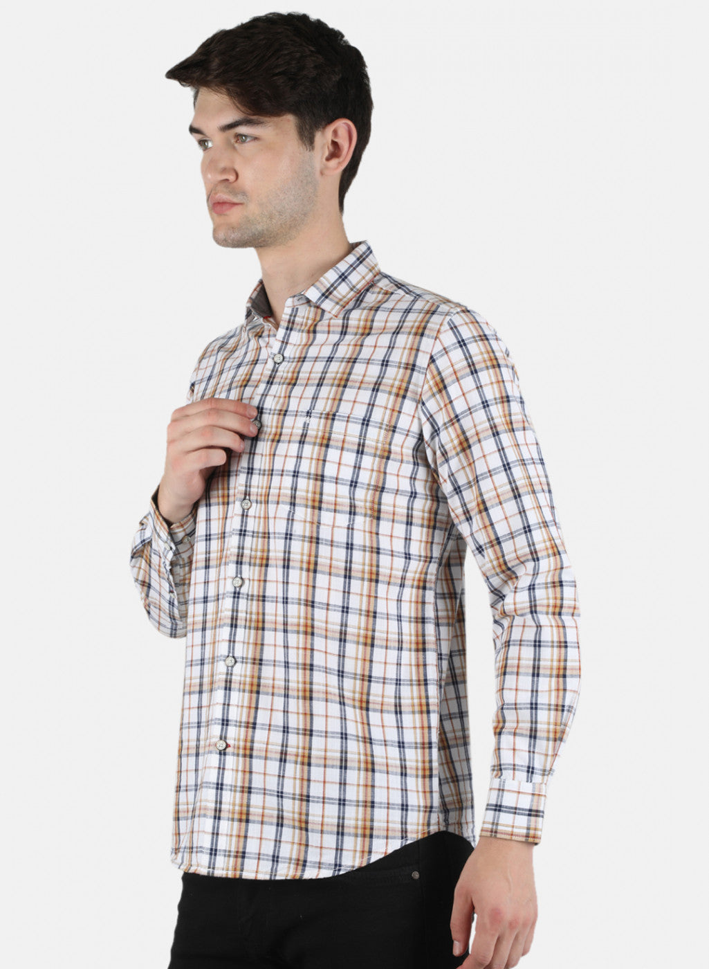 Men Beige Check Shirt