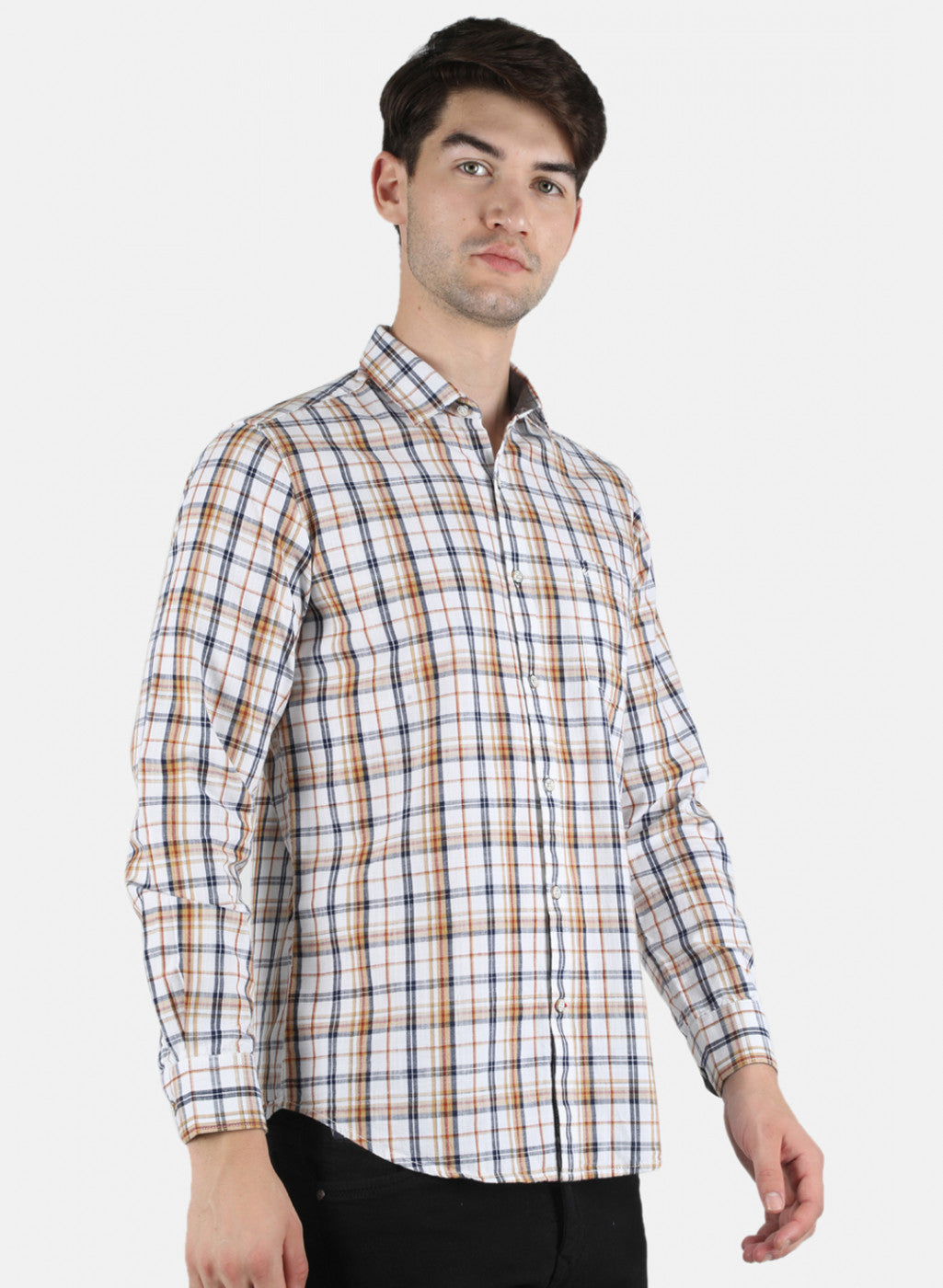 Men Beige Check Shirt