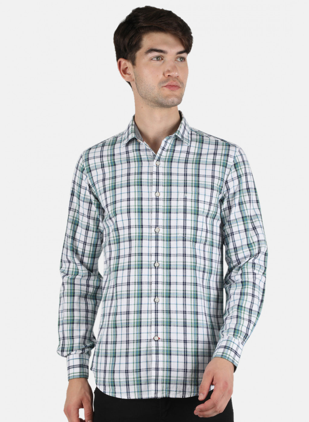Men Green Check Shirt
