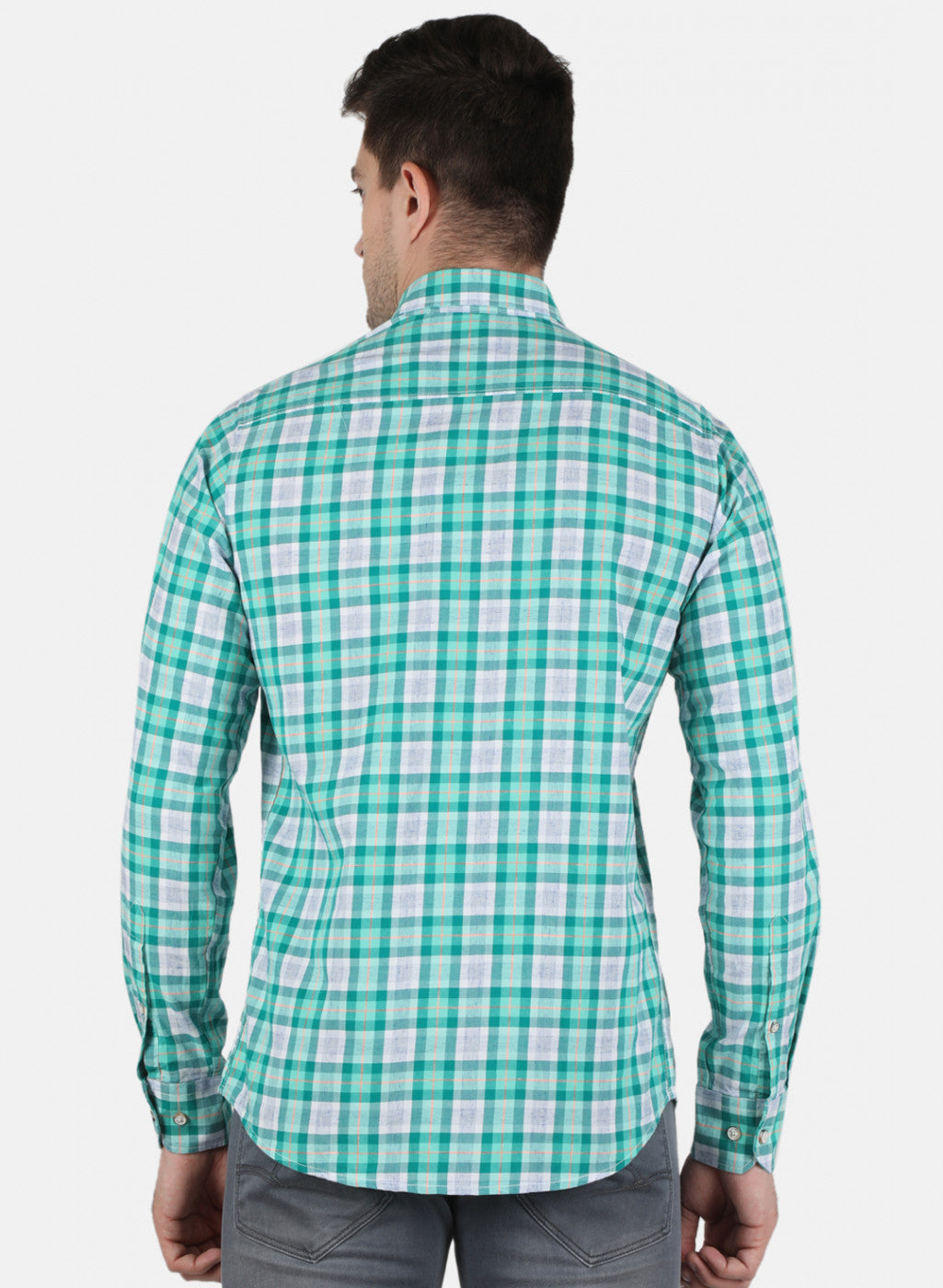 Men Green Check Shirt