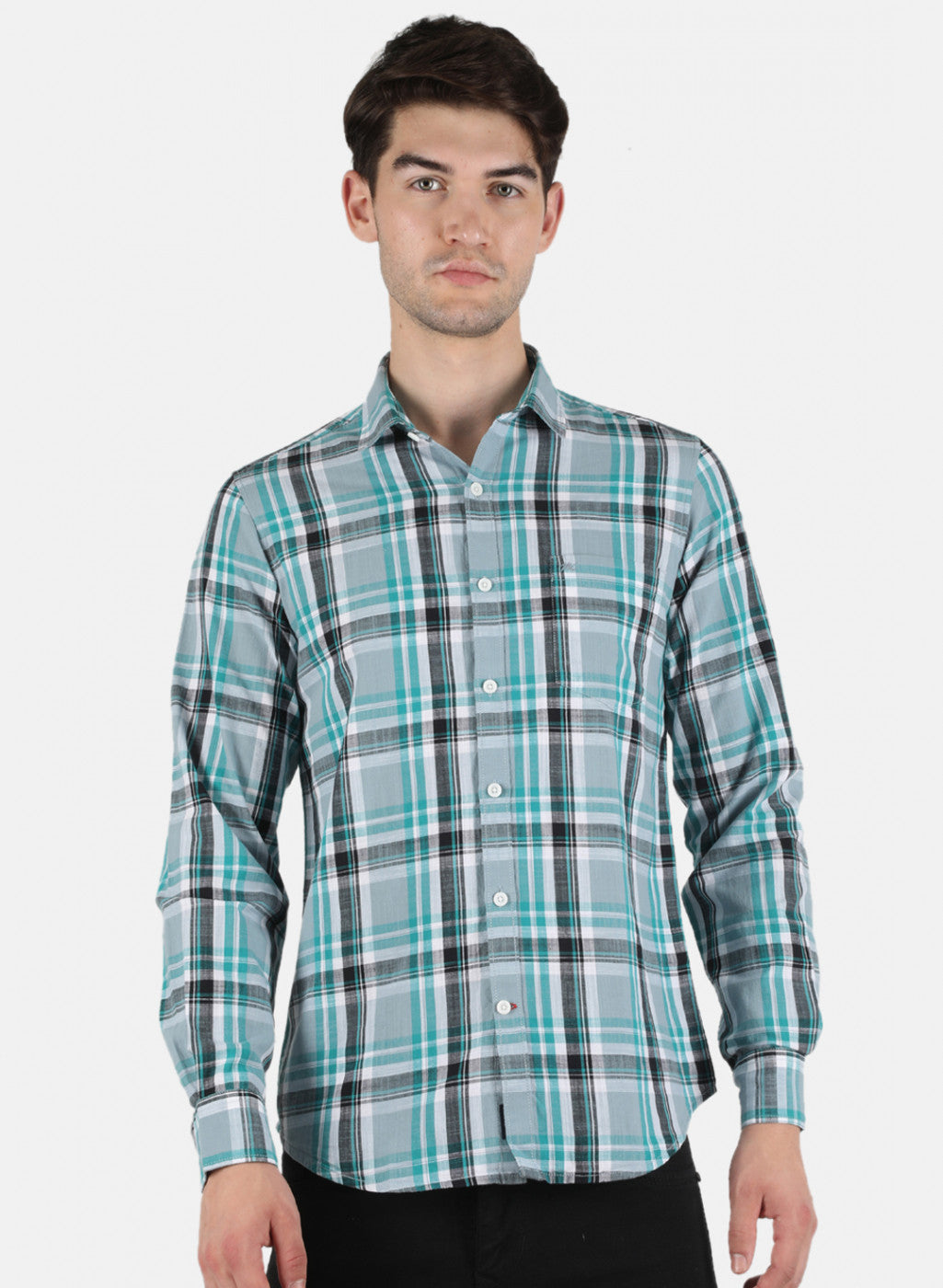 Men Blue Check Shirt