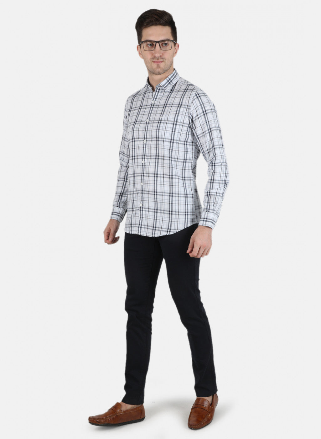 Men Blue Check Shirt
