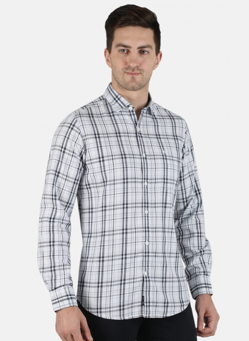 Men Blue Check Shirt