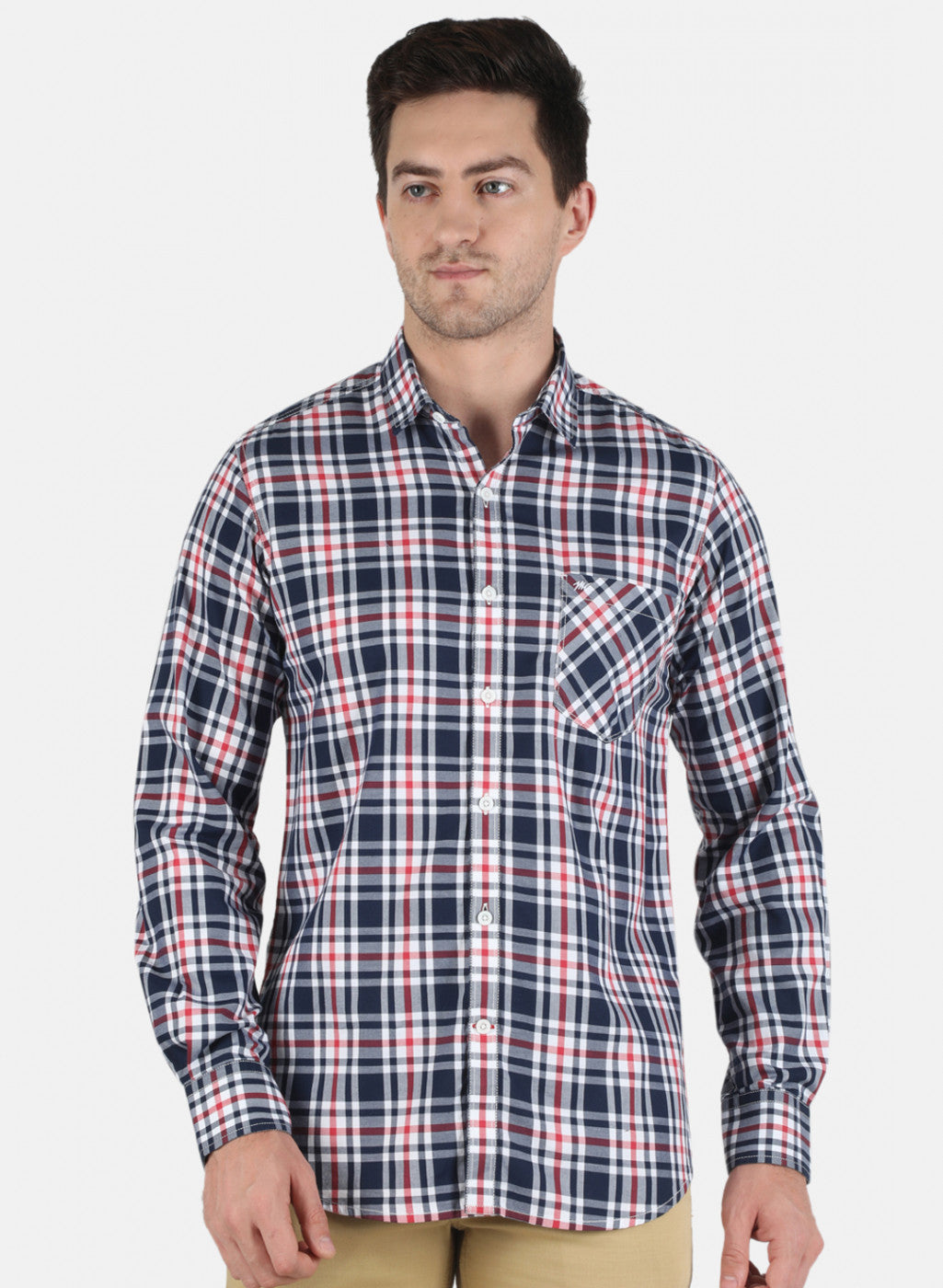 Men NAvy Blue Check Shirt