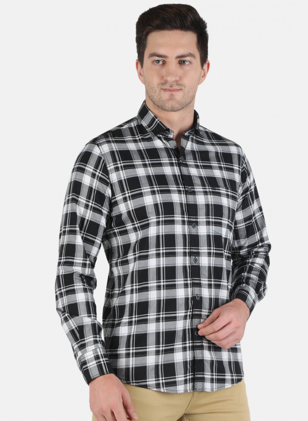 Men Black Check Shirt