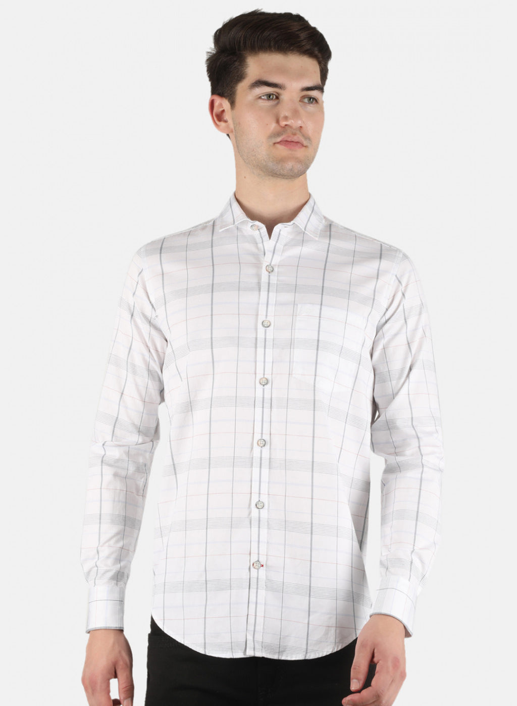 Men White Check Shirt