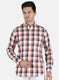 Men Orange Check Shirt