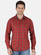 Men Orange Check Shirt