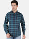Men Teal Blue Check Shirt