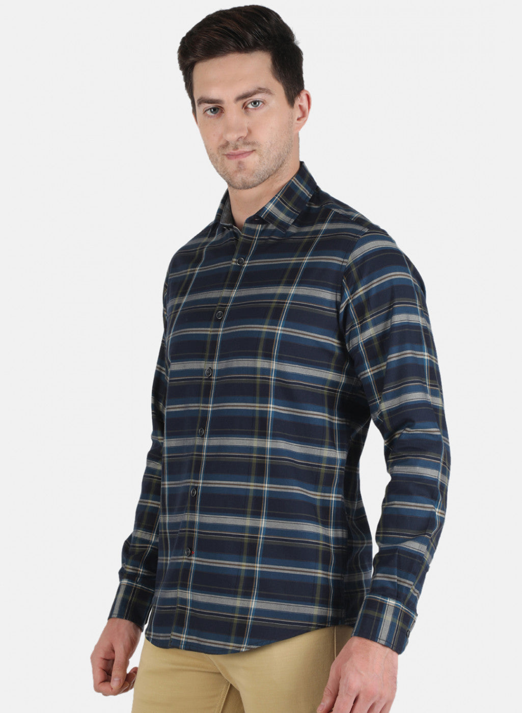 Men NAvy Blue Check Shirt