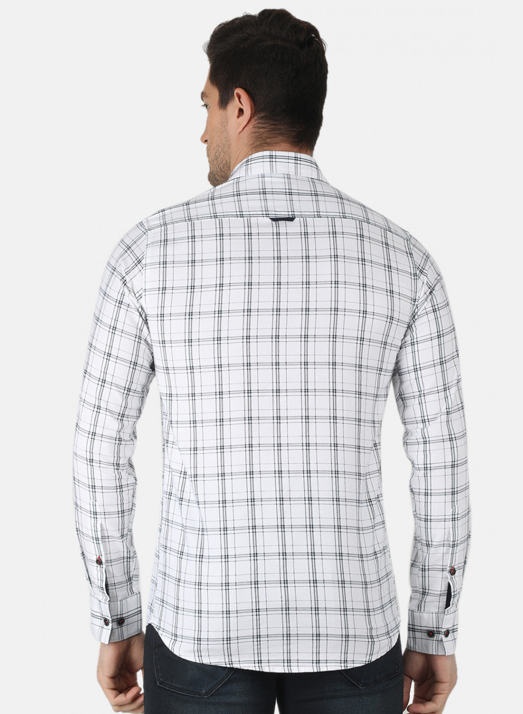 Men White Check Shirt