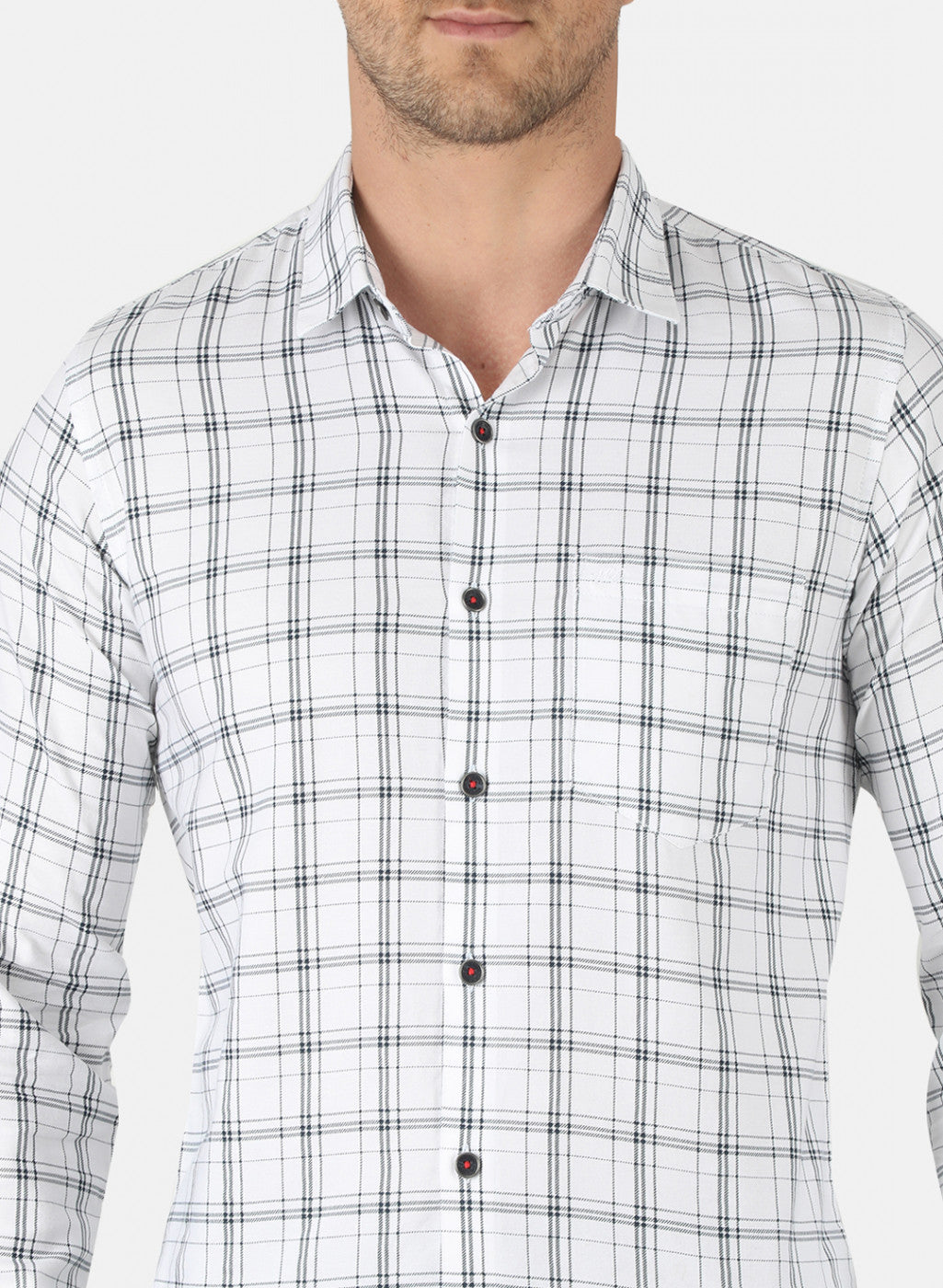 Men White Check Shirt