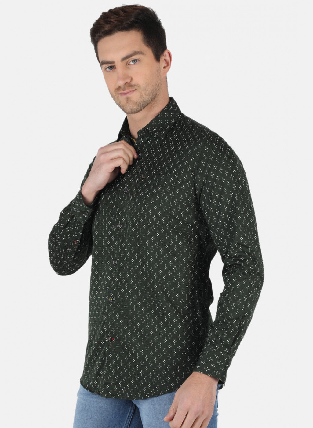 Men Olive Printed Shirt
