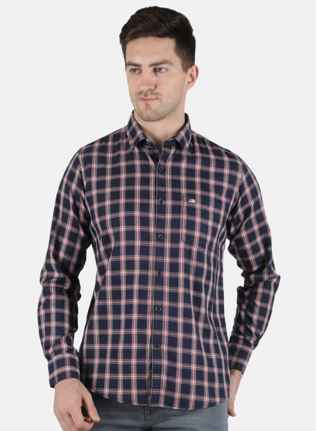 Men NAvy Blue Check Shirt