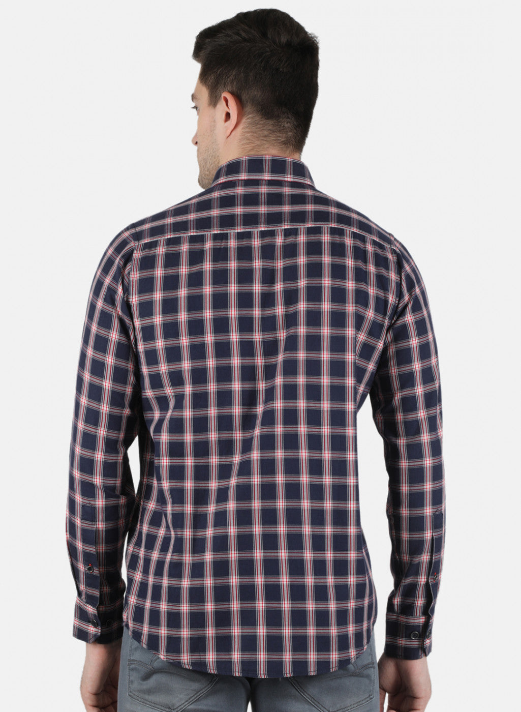 Men NAvy Blue Check Shirt