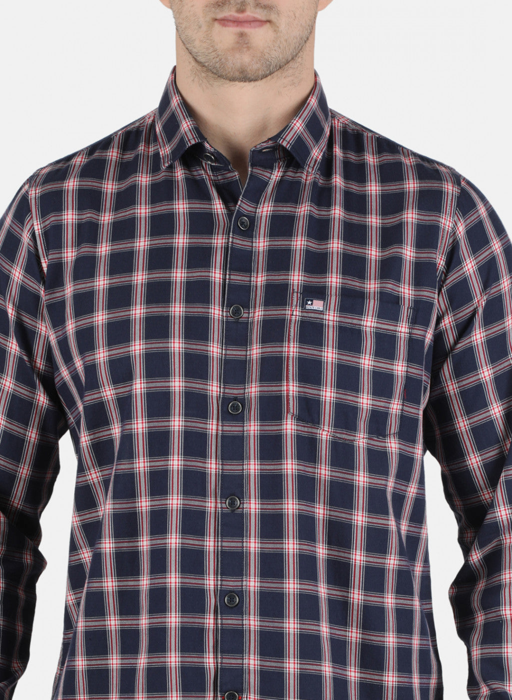 Men NAvy Blue Check Shirt