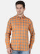Men Orange Check Shirt