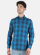 Men Blue Check Shirt