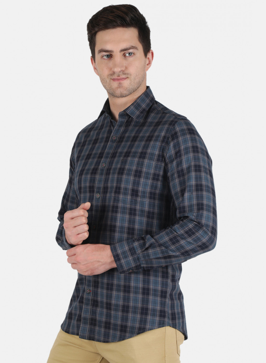 Men Grey Check Shirt