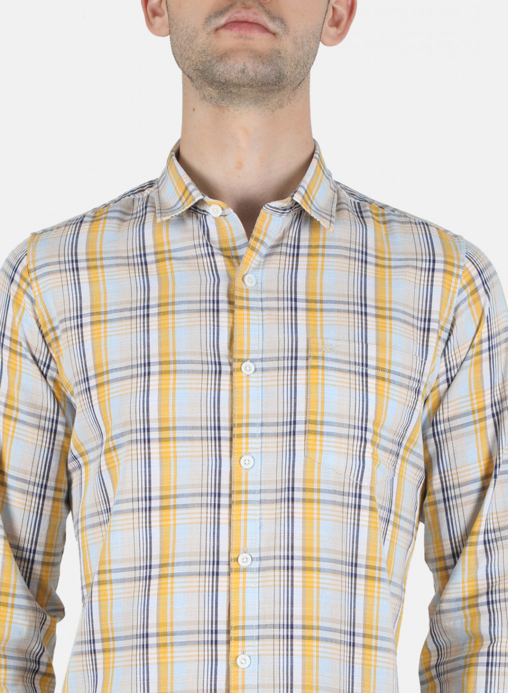Men Yellow Check Shirt