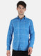 Men Blue Check Shirt