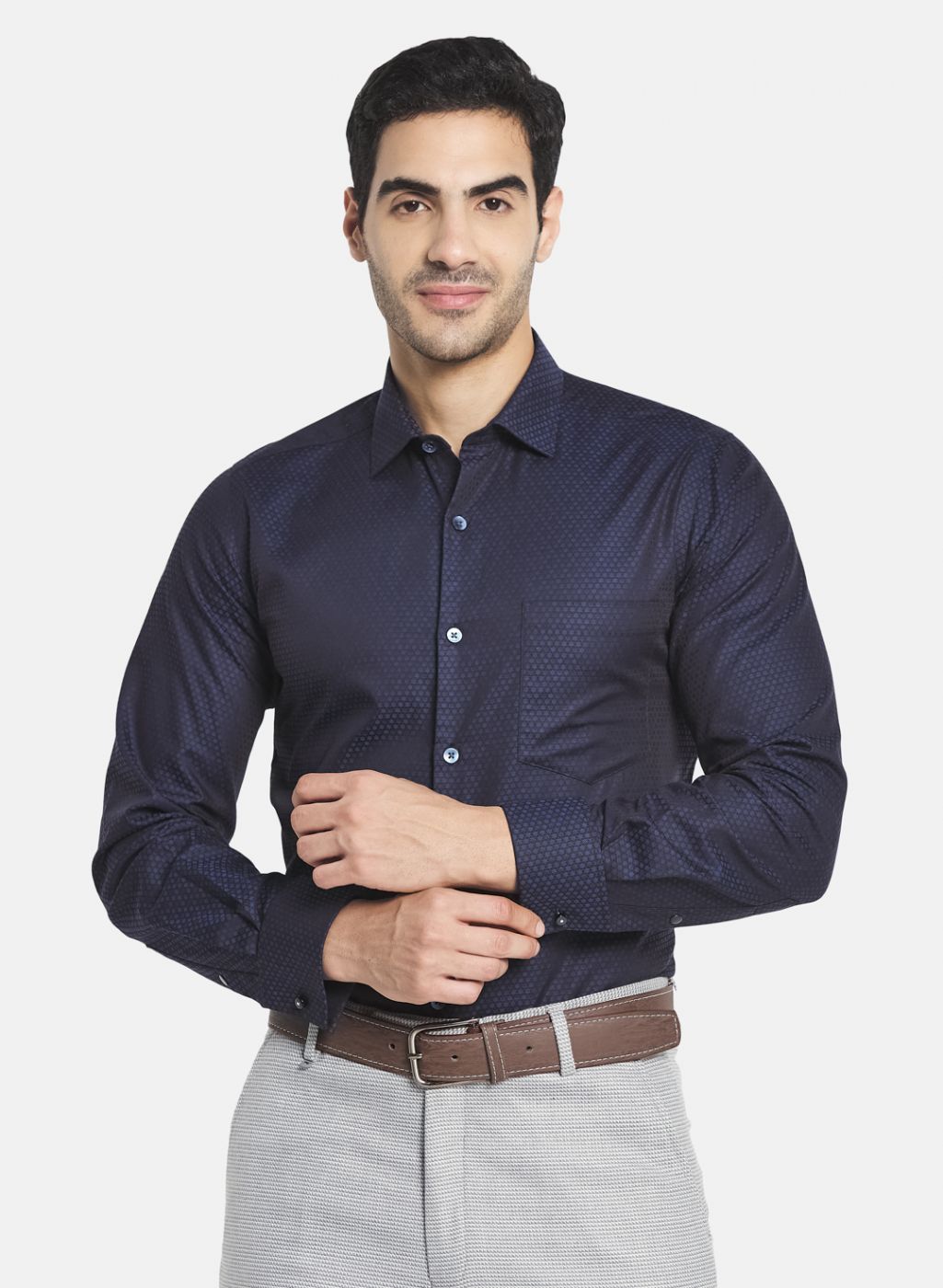 Men NAvy Blue Printed Shirt