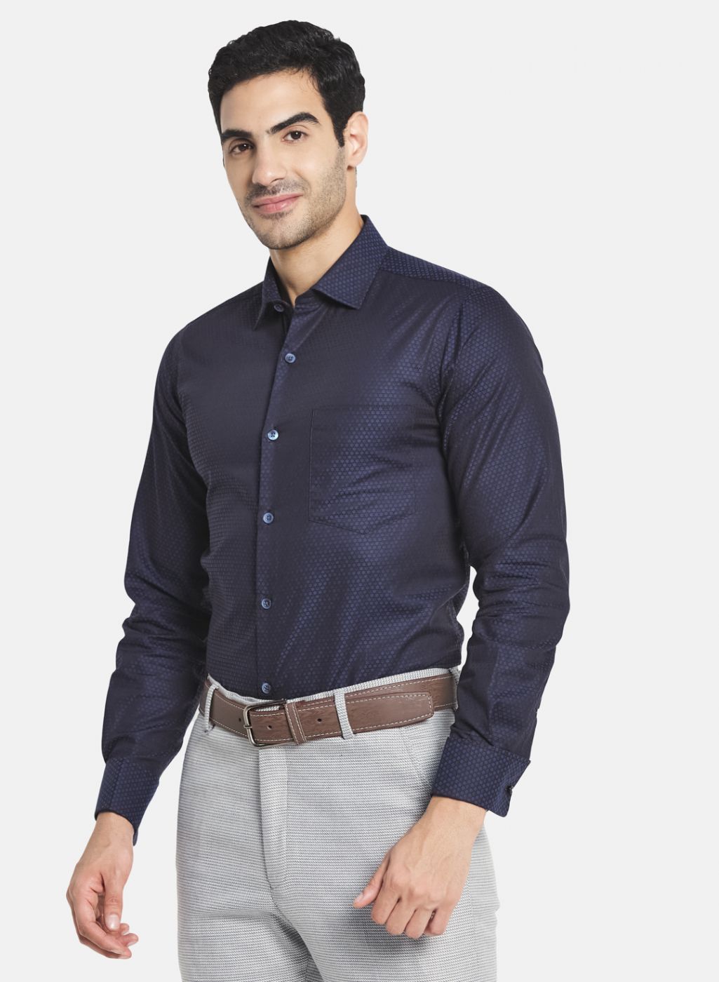 Men NAvy Blue Printed Shirt