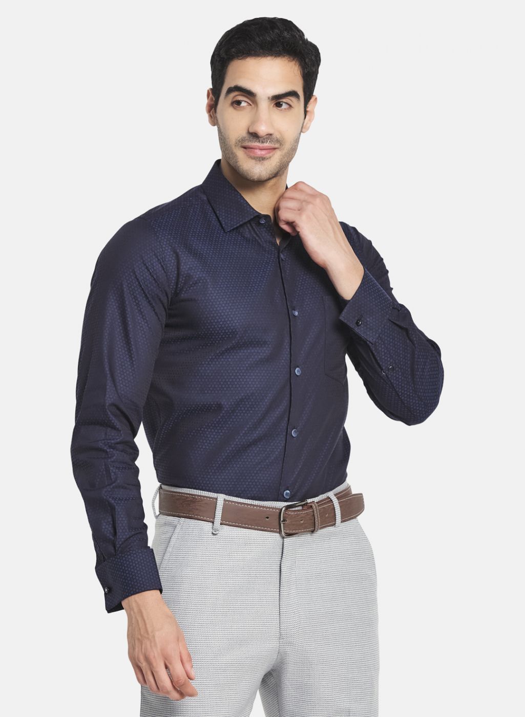 Men NAvy Blue Printed Shirt