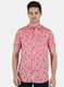 Men Pink Printed Linen Shirt