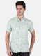 Men Green Printed Linen Shirt