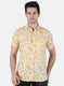 Men Yellow Printed Linen Shirt