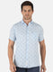 Men Blue Printed Linen Shirt