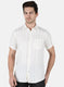 Men Yellow Stripe Linen Shirt