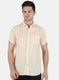 Men Yellow Stripe Linen Shirt