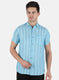Men Blue Stripe Linen Shirt