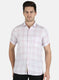 Men Purple Check Linen Shirt