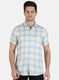 Men Blue Check Linen Shirt